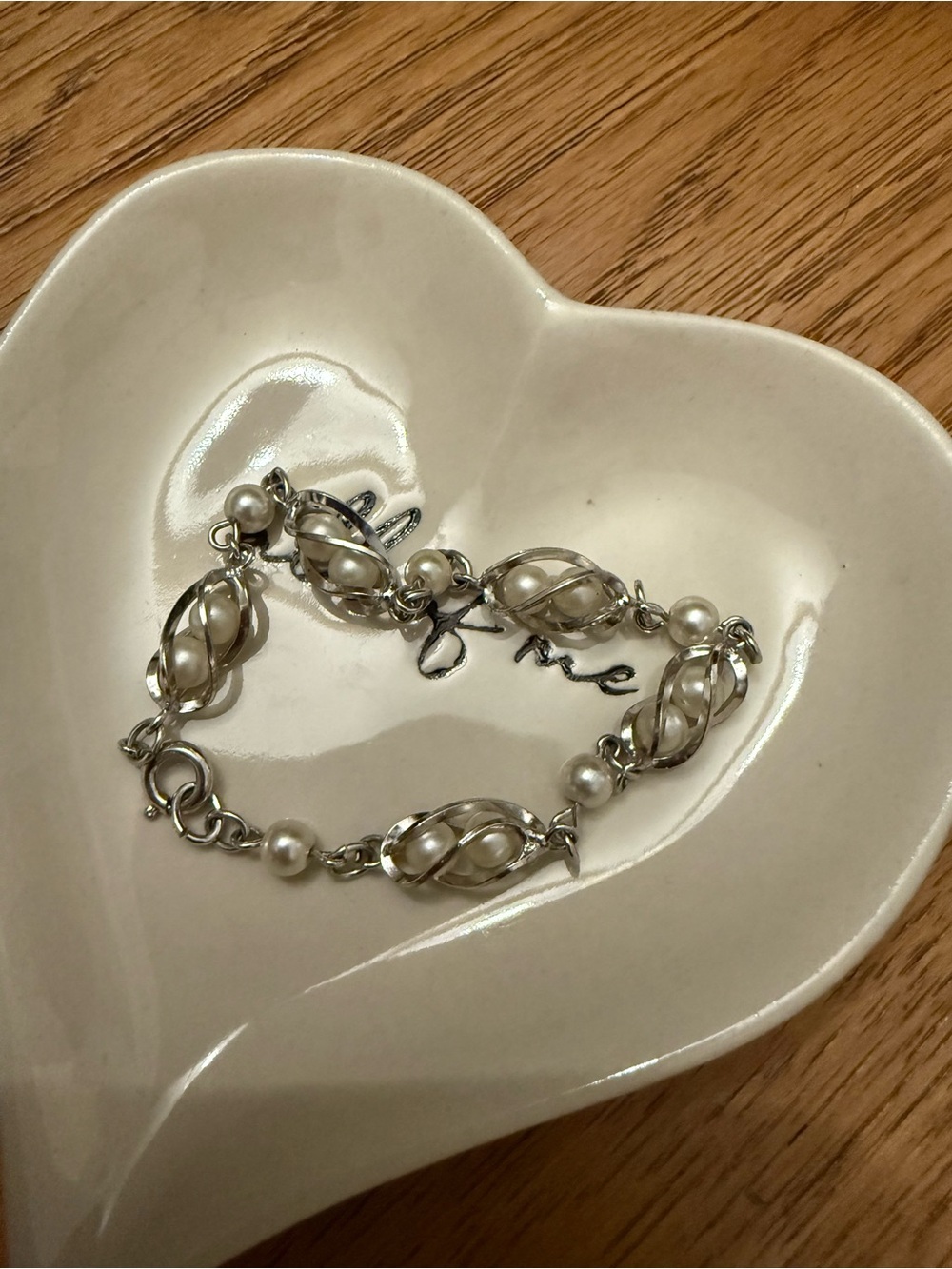 Set of 3 Pearl & Silver Tone Bracelets